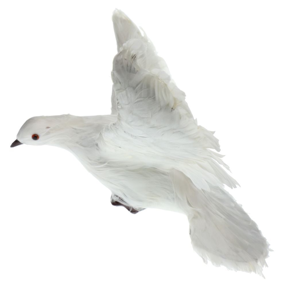 marque generique - artificiel à plumes pigeon oiseau yard figurine décor oiseau # 4 blanc volant - Petite déco d'exterieur