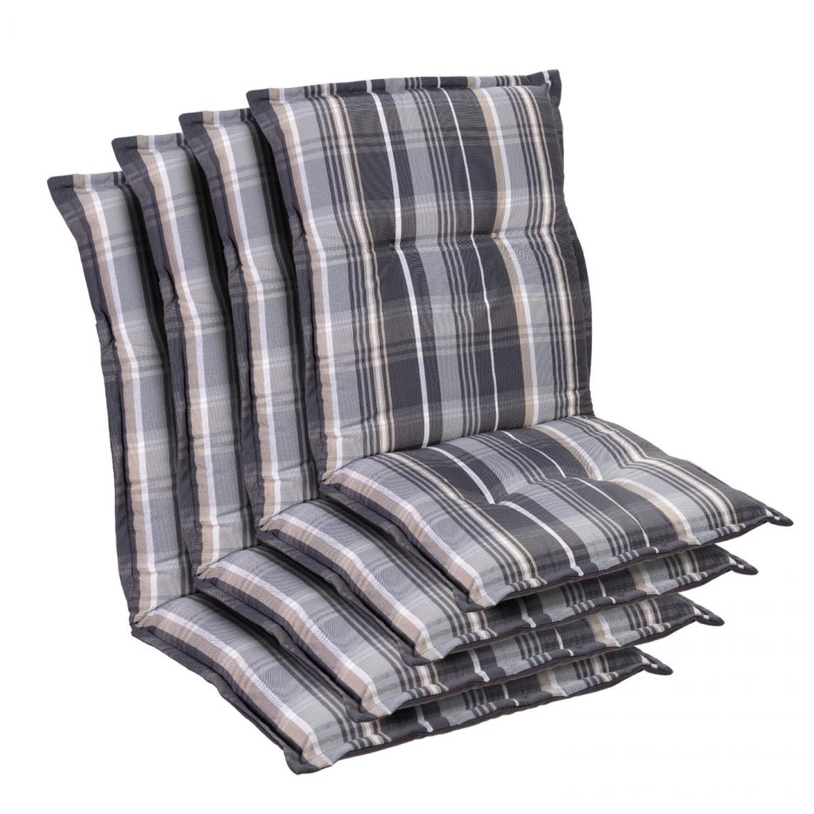 Blumfeldt - Prato coussin de fauteuil dossier bas Polyester 50x100x8cm - Blanc Gris - Coussins, galettes de jardin