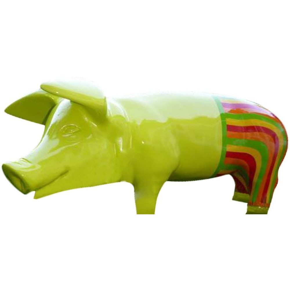 Texartes - Cochon avec pantalon coloré en résine - Petite déco d'exterieur