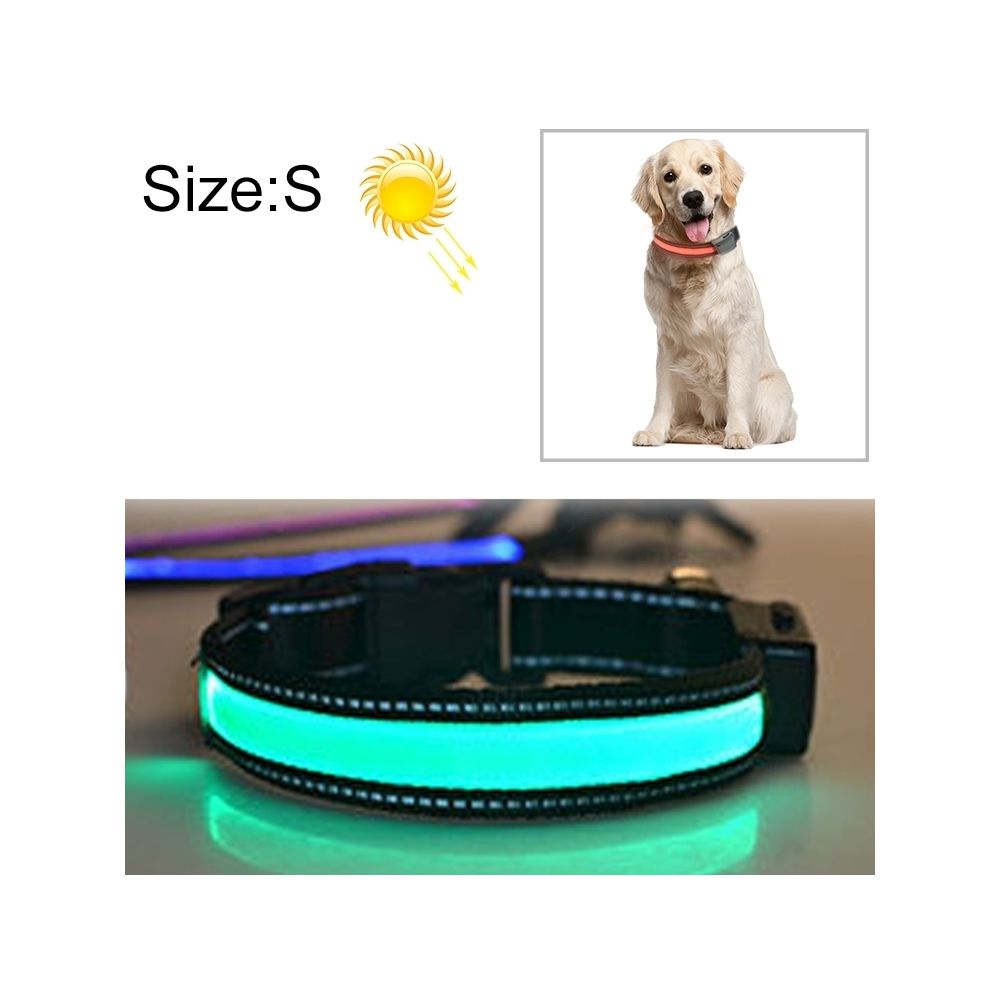 Wewoo - Collier de lumière LED de charge pour animal de compagnie, solaire, moyen et grand, pour animaux de compagnie, taille du tour de cou: S, 35-40cm (vert) - Collier pour chien