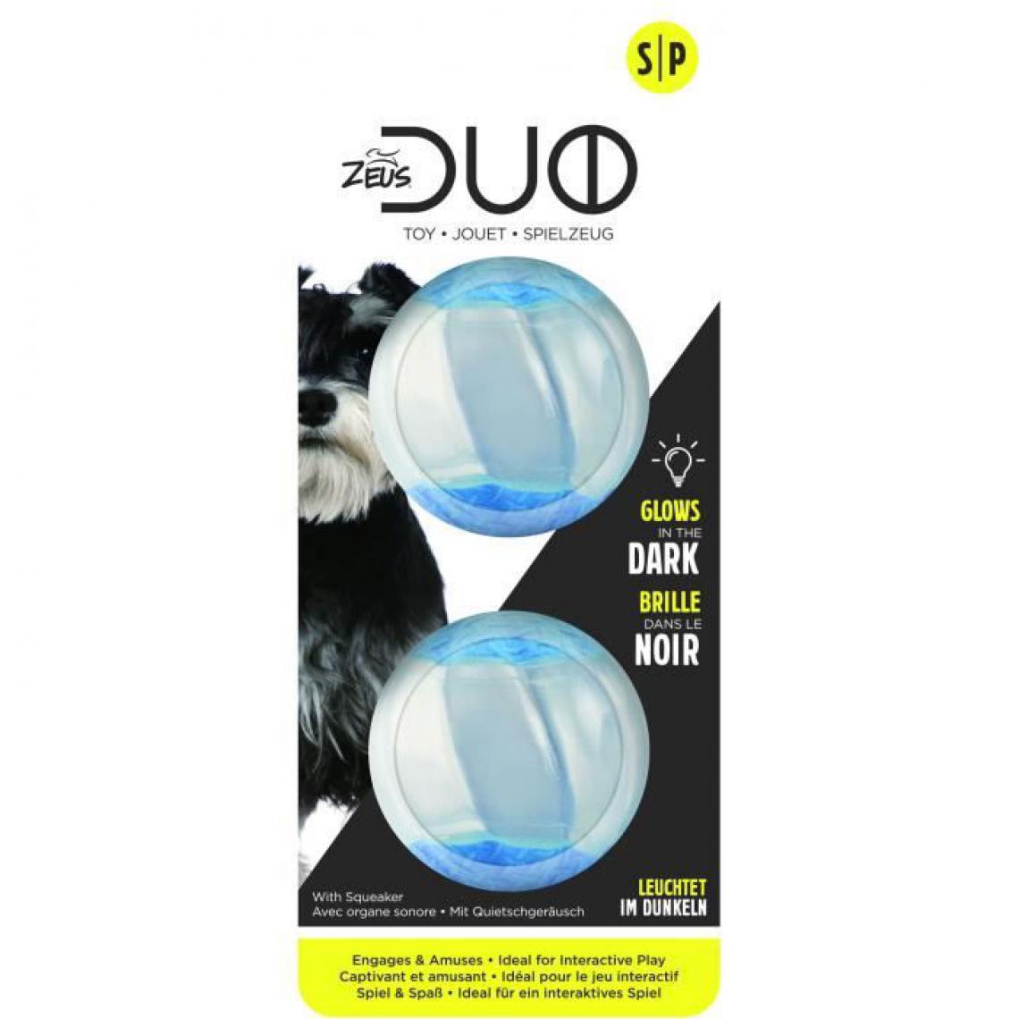 Zeus - Duo Ball 5cm siffleur/luminescenc 2pc - Jouet pour chien
