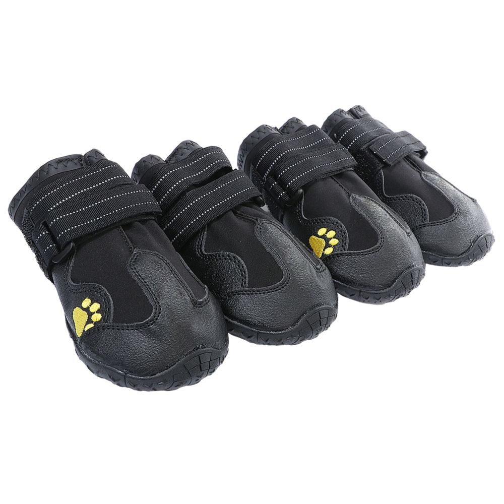 marque generique - 4-pack chien imperméable pluie chaussures de neige bottes avec une semelle robuste m noir - Vêtement pour chien