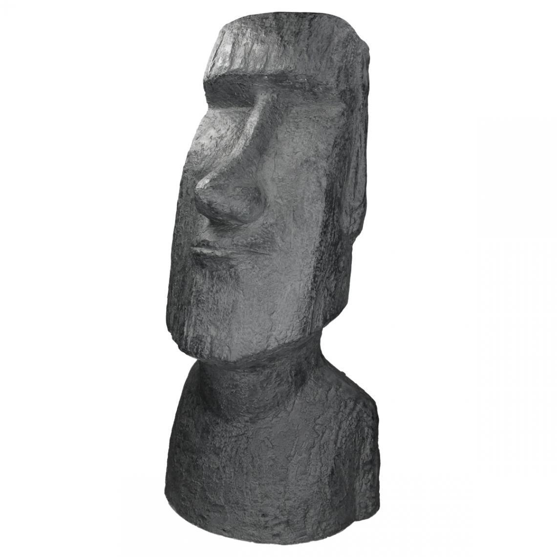 Ecd Germany - Statue Île de Pâques Moai Rapa Nui 28x25x56cm sculpture jardin tête anthracite - Petite déco d'exterieur