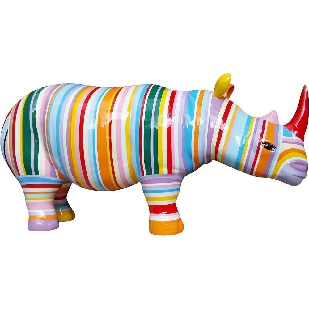 Texartes - Rhinocéros design zébré de couleur en résine - Petite déco d'exterieur