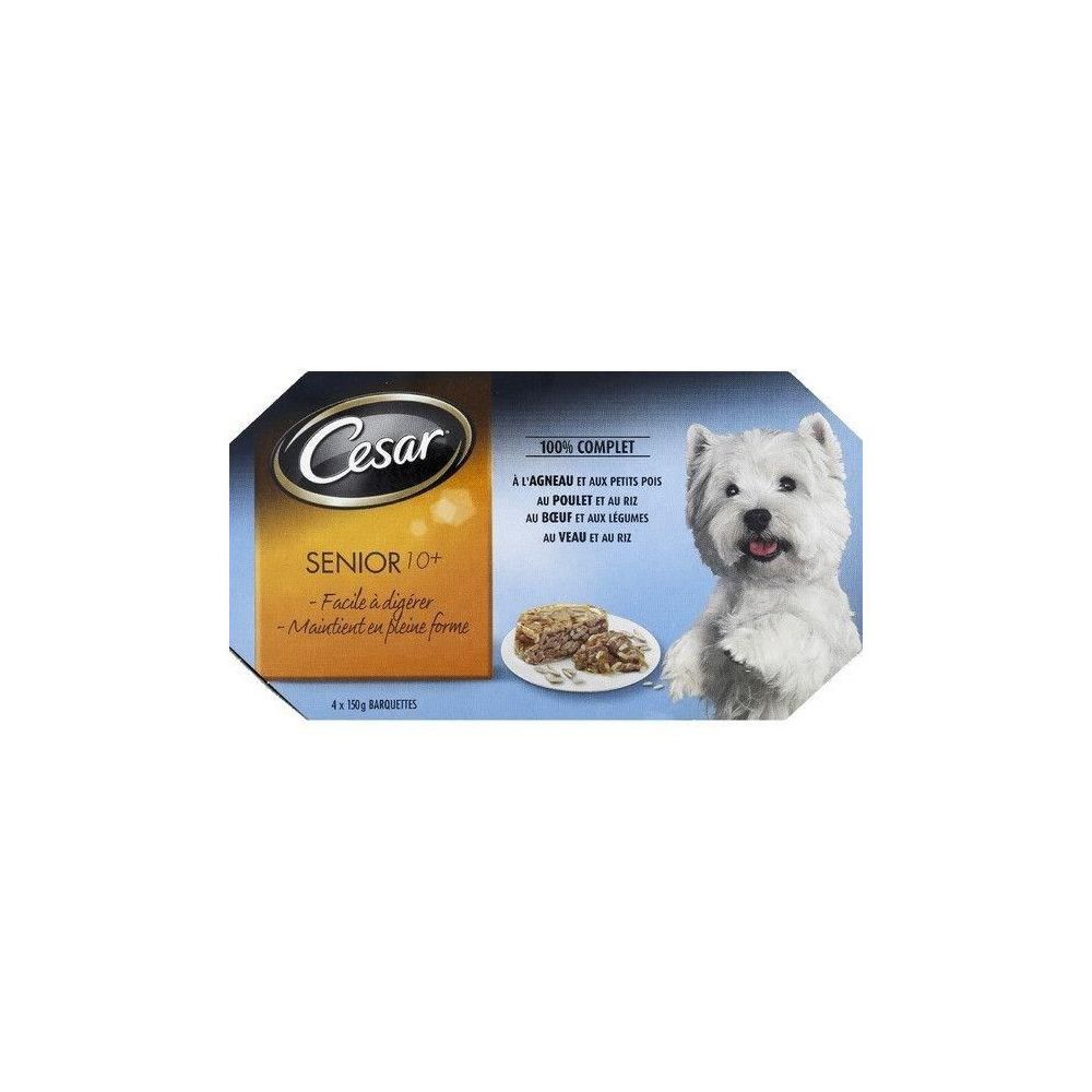 Cesar - CESAR Les Recettes de Campagne Barquettes a la viande - Chien Senior - 4 x 150 g - Alimentation humide pour chien