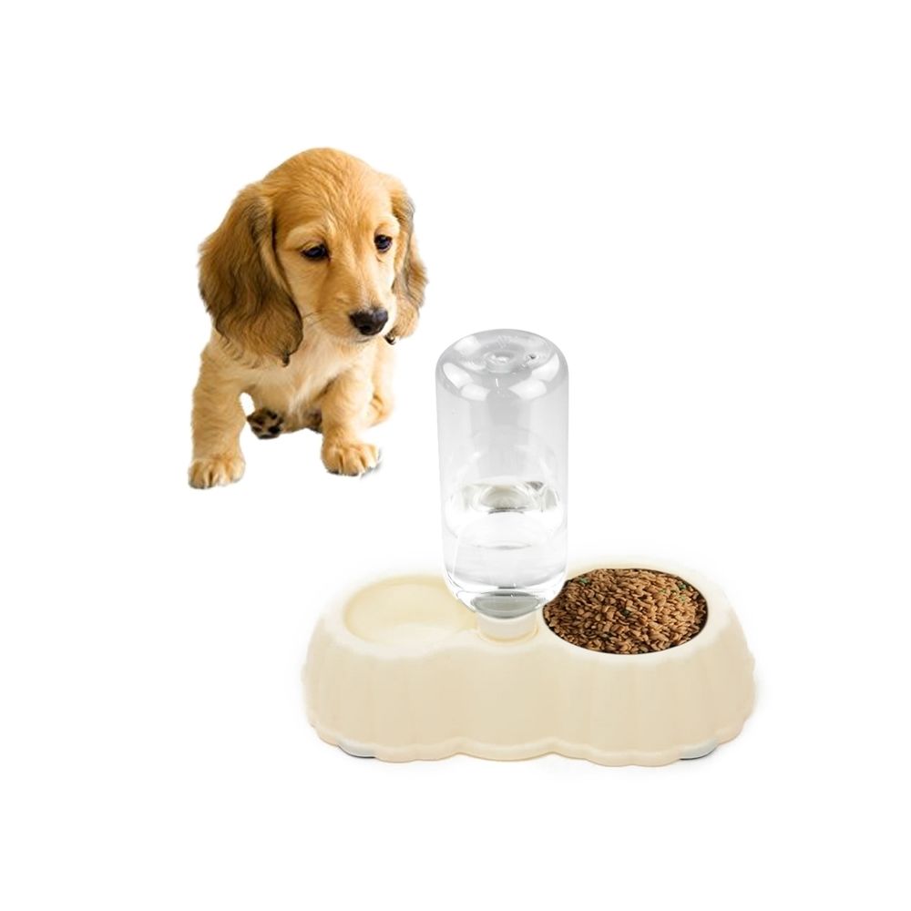 Wewoo - Gamelle blanc Plat de nourriture de chat de forme de potiron + bols doubles d'eau potable avec le distributeur automatique de l'eau, taille: S - Gamelle pour chat