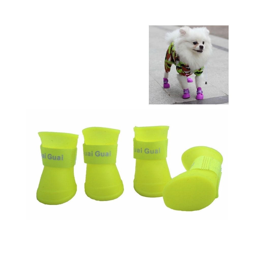 Wewoo - Belles chaussures chien chiot couleur jaune bonbon de bottes en caoutchouc imperméables de pluie, S, taille: 4,3 x 3,3 cm - Vêtement pour chien