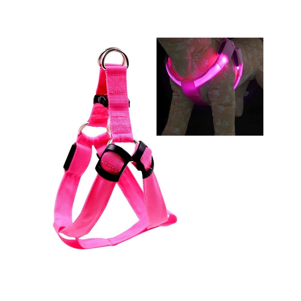 Wewoo - Laisse pour chien en nylon de sangle de coffre de de chat de harnais à double face de la lumière LEDtaille M rose - Laisse pour chien