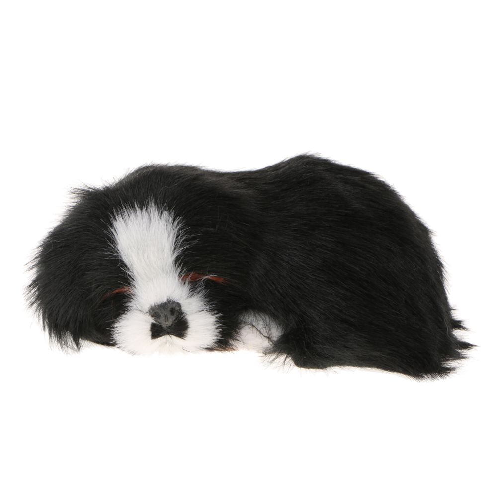 marque generique - simulation dormir dormir en peluche chien en peluche chiot collectable jouet noir - Petite déco d'exterieur