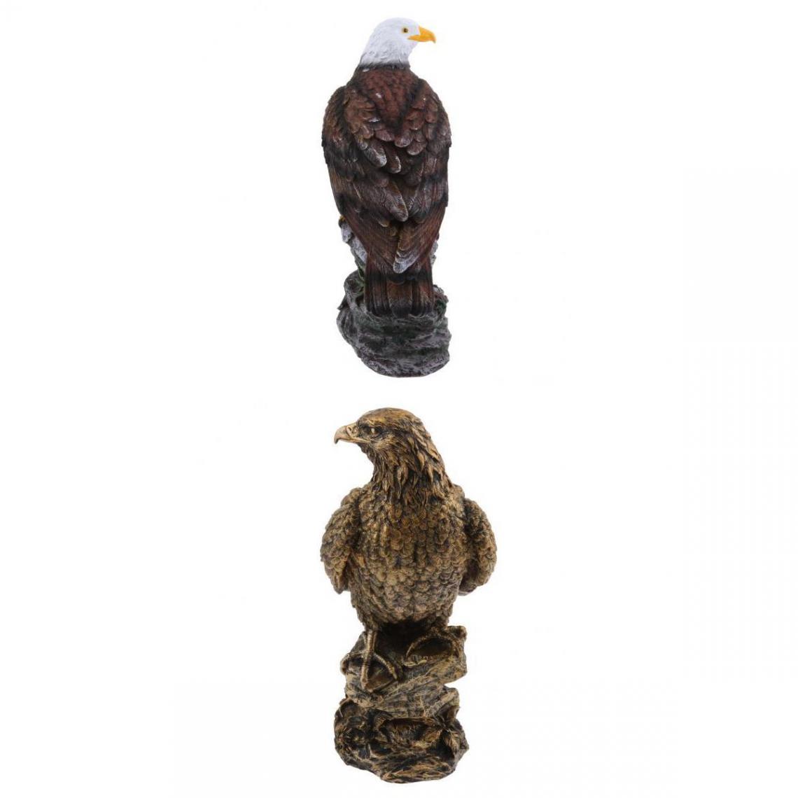marque generique - 2pcs Figurines Aigle Modèle Oiseaux Pelouse Animal Sculpture Décor en Résine - Petite déco d'exterieur