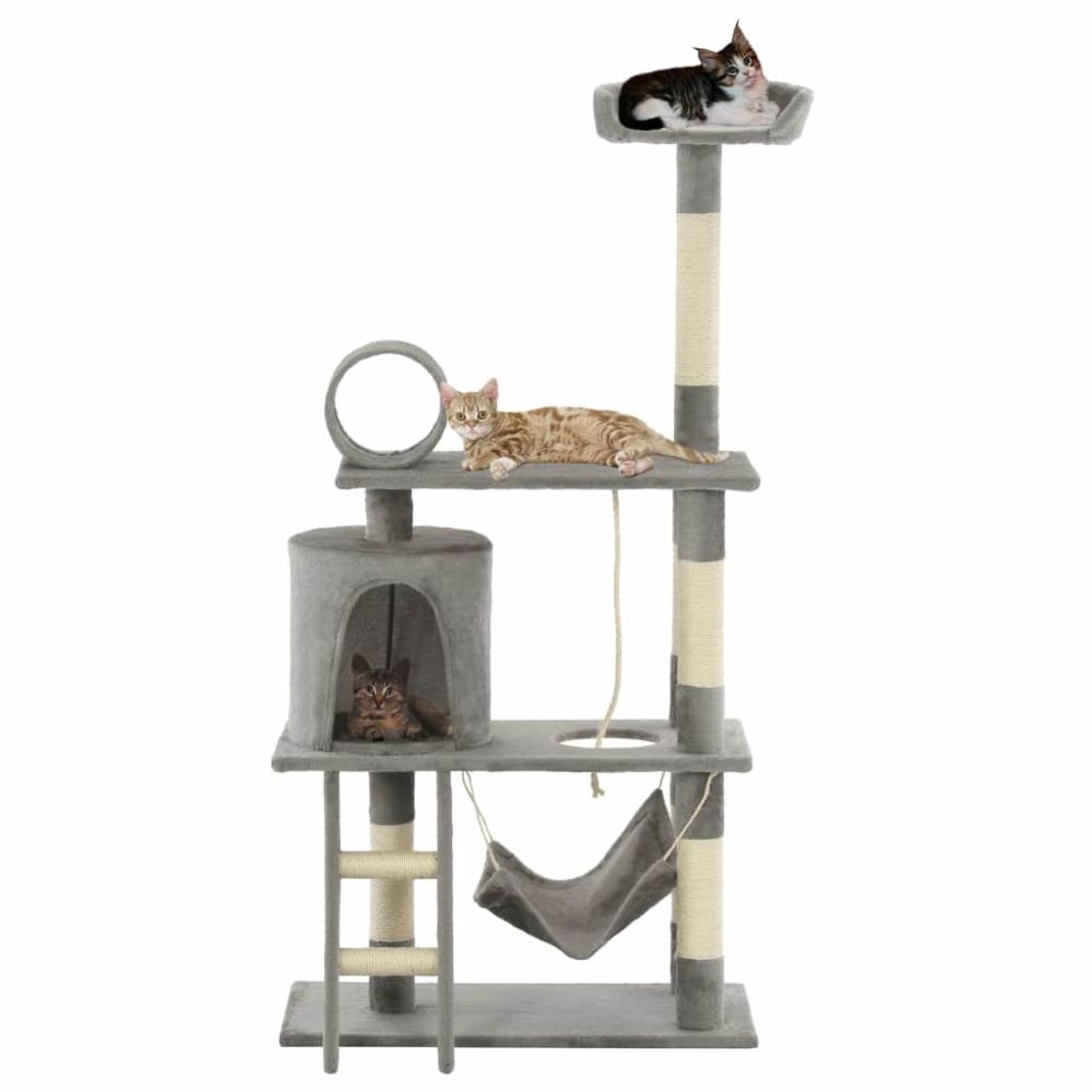 Vidaxl - vidaXL Arbre à chat avec griffoirs en sisal 140 cm Gris - Arbre à chat