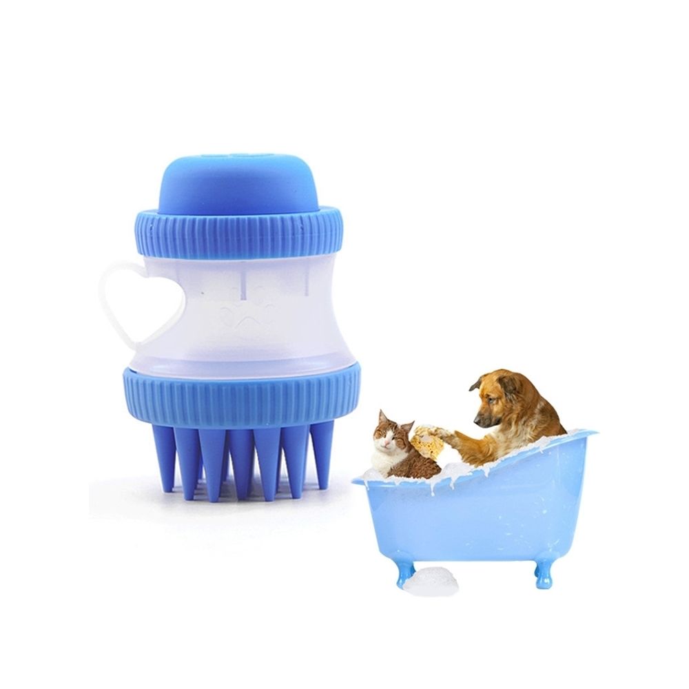 Wewoo - Pour animaux de compagnie avec bleu bain-mousse, Taille: 8 * 11cm Brosse de massage multi-fonctions PP + Silicone - Hygiène et soin pour chat