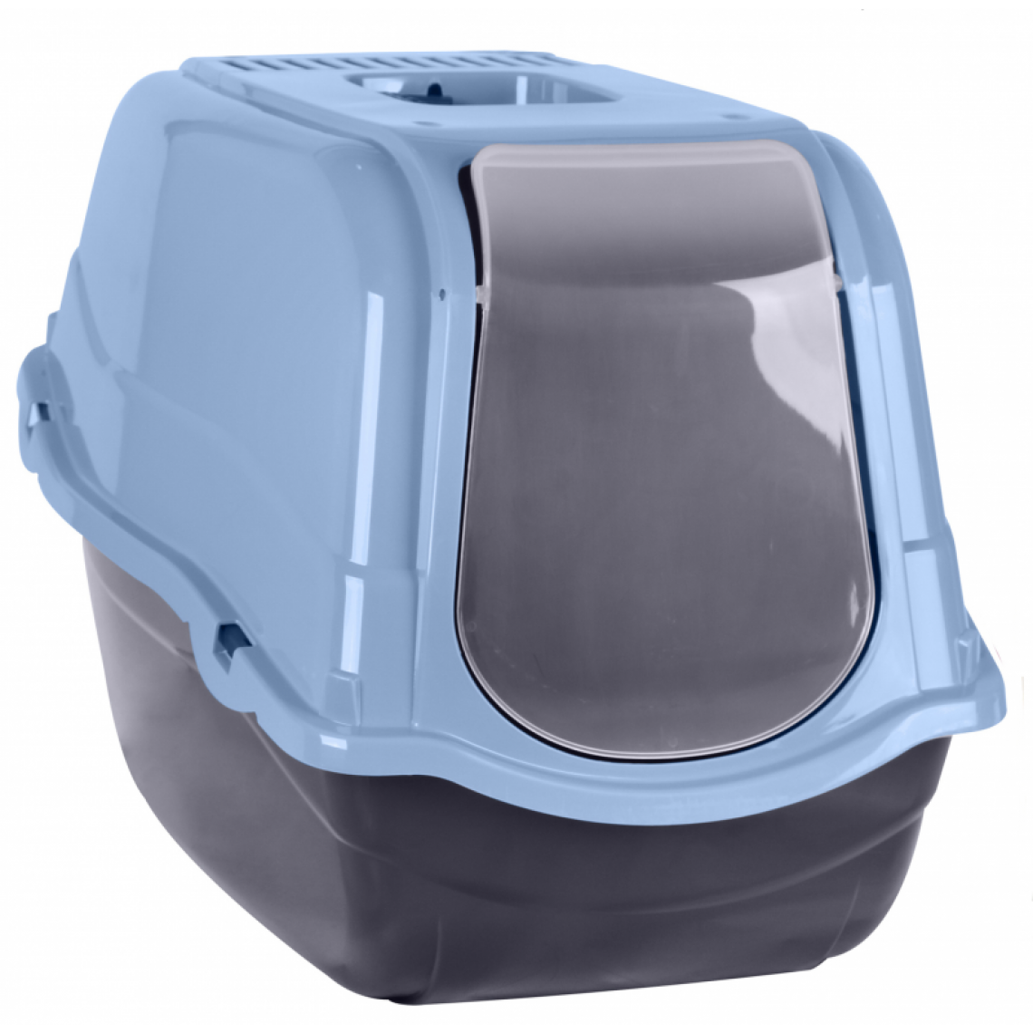 Ac-Deco - Maison de toilette pour chat - L 55 x l 40 x H 40 cm - Bleu - Equipement de transport pour chat