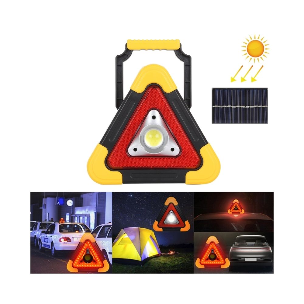 Wewoo - Lampe de travail à LED alimentée à l'énergie solaire multifonction portable 10W multifonctionnelle forme triangulaire, d'avertissement d'urgence extérieure 500 LM avec support et panneau pour l'alpinisme, extraction souterraine, pêche, réparation (lumière - Lampadaire