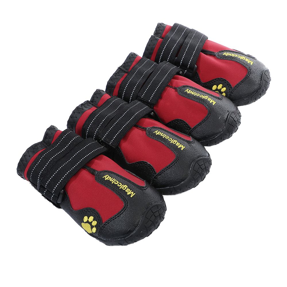 marque generique - 4-pack chien imperméable pluie chaussures de neige bottes avec semelle robuste s rouge - Vêtement pour chien