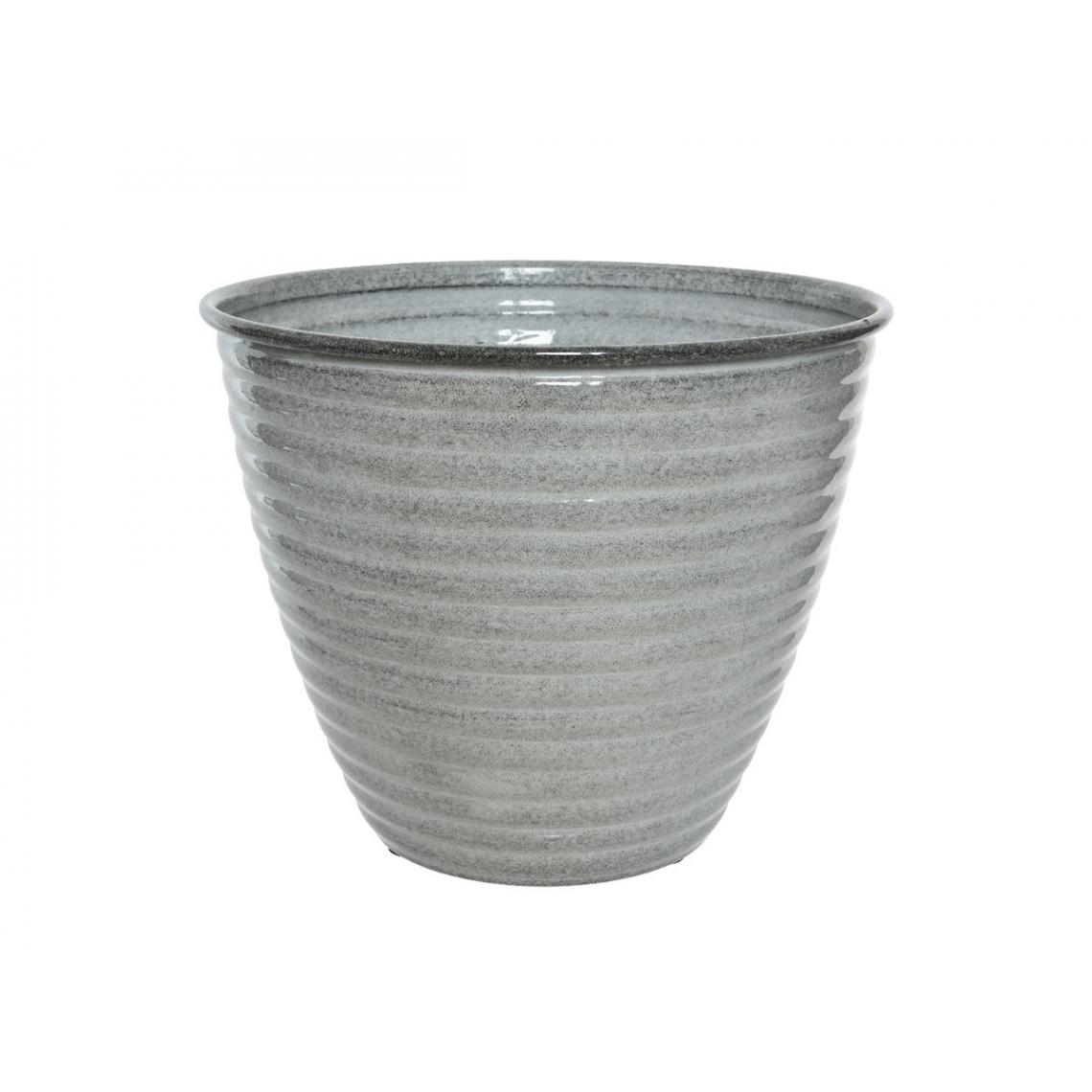 Jardideco - Cache-pot rond en acier émaillé gris Amy - Ø 33 x 26 cm - Jardideco - Poterie, bac à fleurs