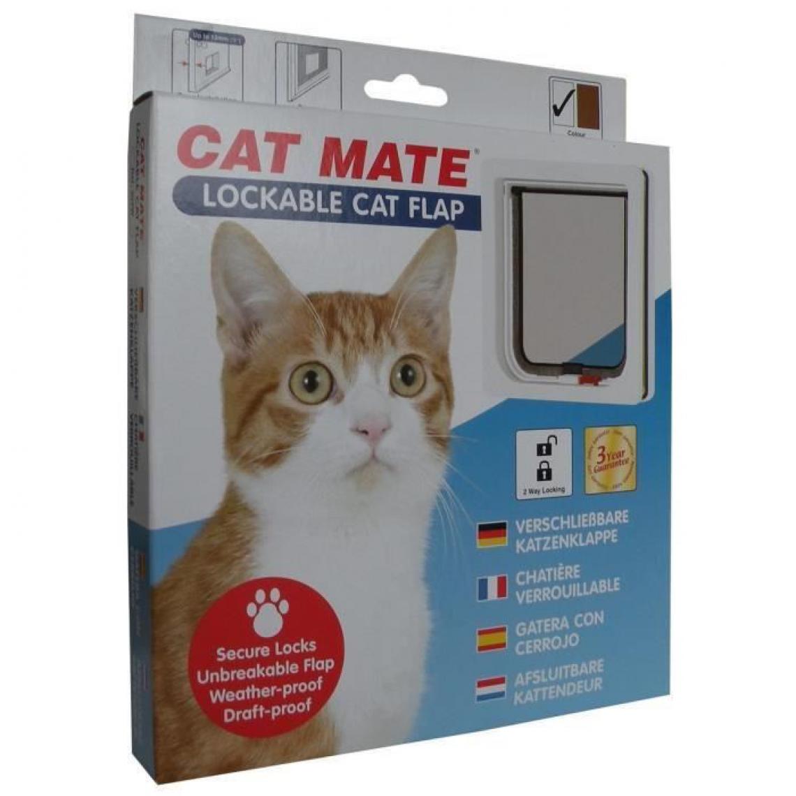 Pet Head - PET MATE Chatiere verrouillable 304W - Blanc - Pour chat - Chatière