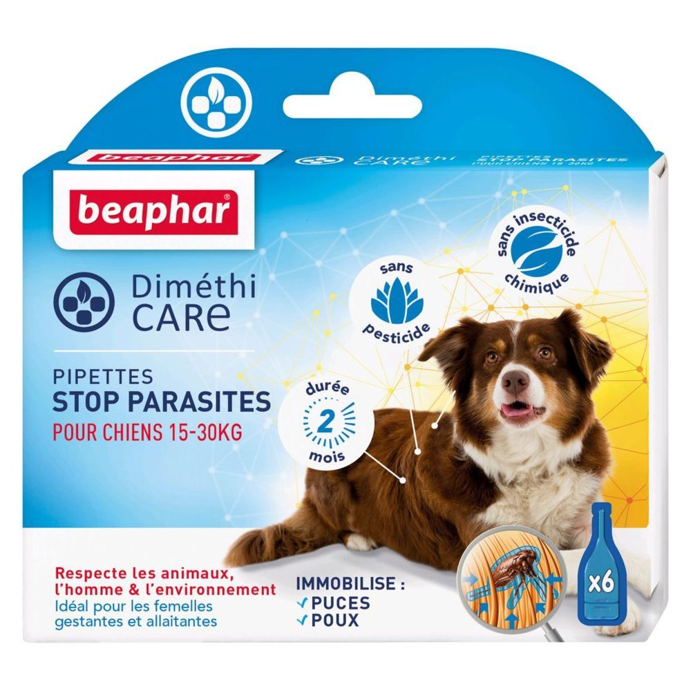 Beaphar - DiméthiCare Pipettes Antiparasitaires Chien Moyen 15 30 kg - Anti-parasitaire pour chien