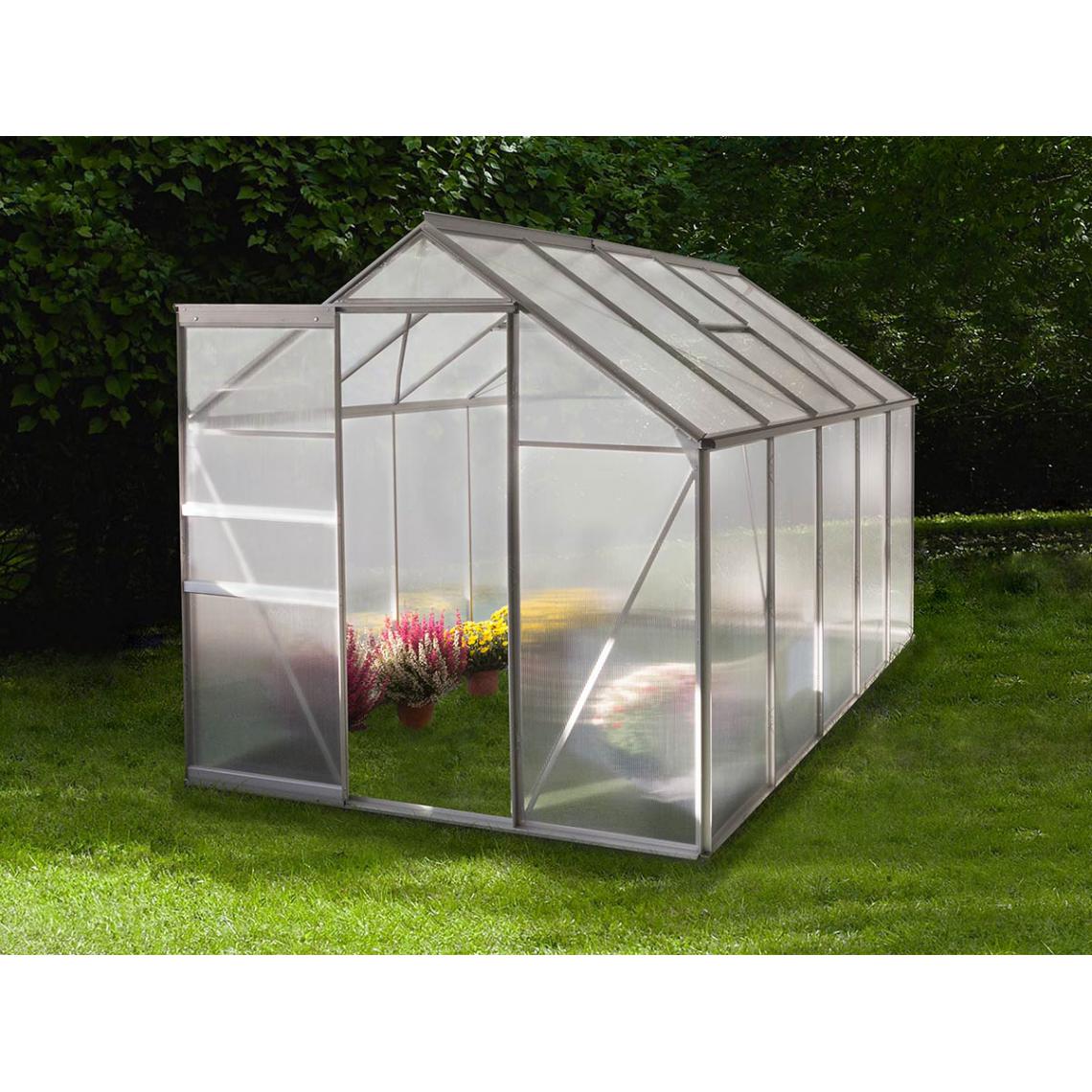 Chalet & Jardin - Serre jardin polycarbonate Diamant 106 + Base - 5,89m² - Serres en verre