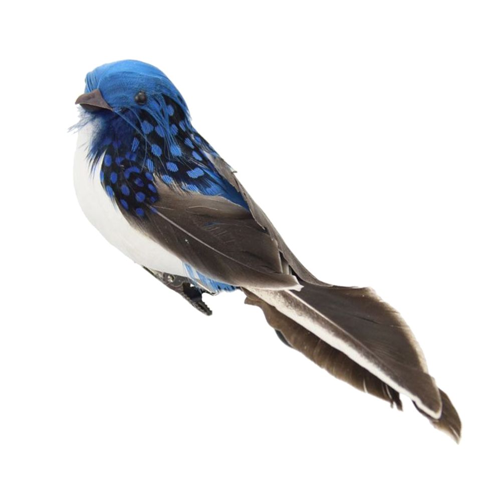 marque generique - 1pcs Clip oiseau moineau à plumes artificielle Faux spadger oiseau bleu - Petite déco d'exterieur