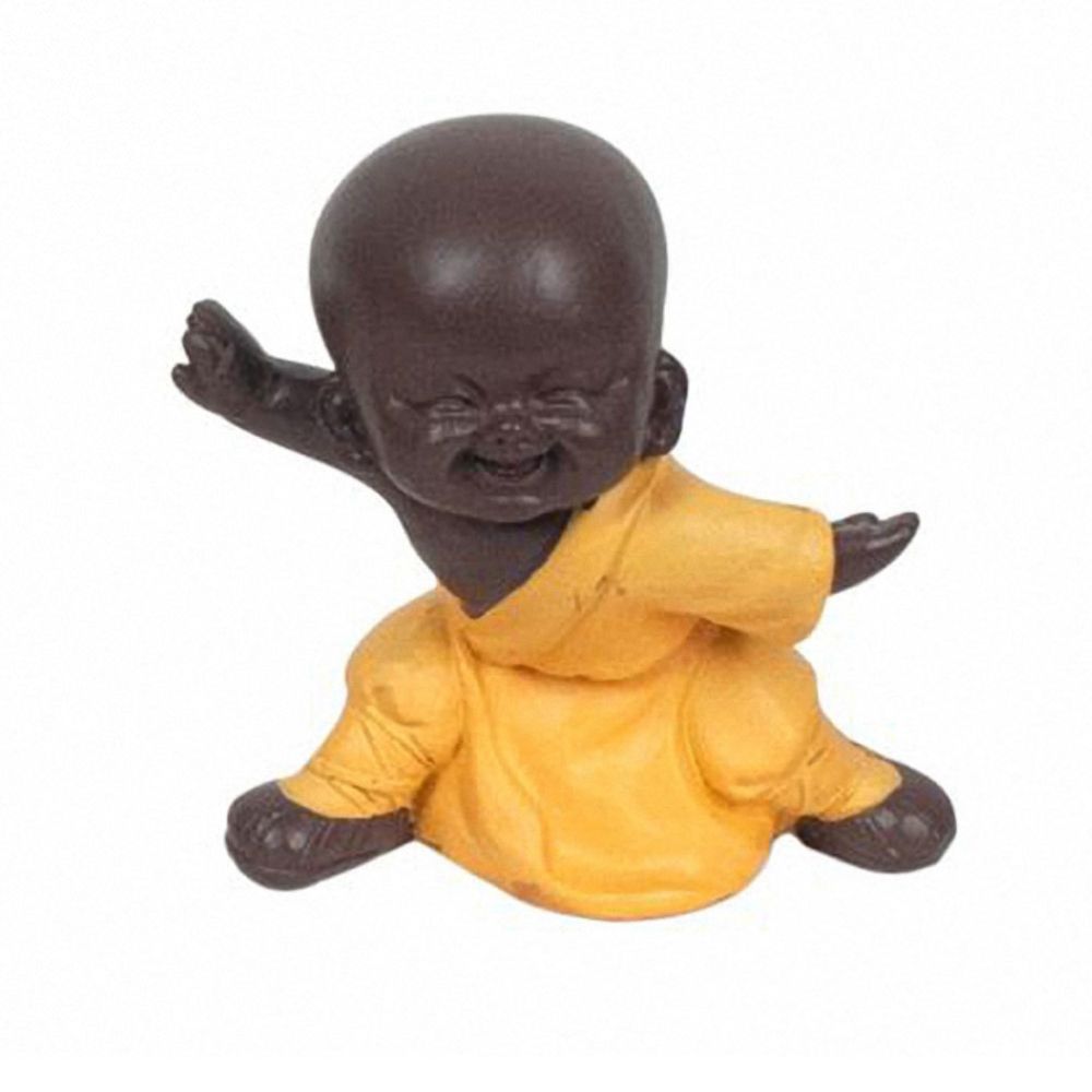 Signe - Statue en Résine Petit moine Shaolin - Petite déco d'exterieur