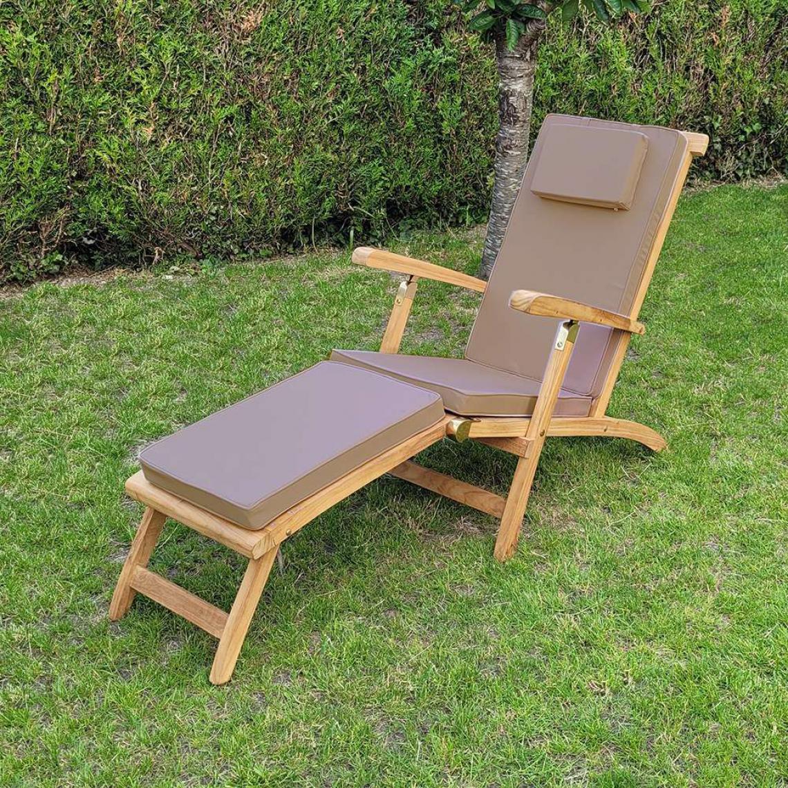 Teck'Attitude - Matelas taupe pour chaise longue - Coussins, galettes de jardin