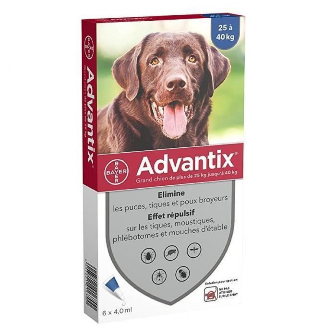 Advantix - ADVANTIX 6 pipettes antiparasitaires - Pour grand chien de plus de 25kg - Anti-parasitaire pour chien