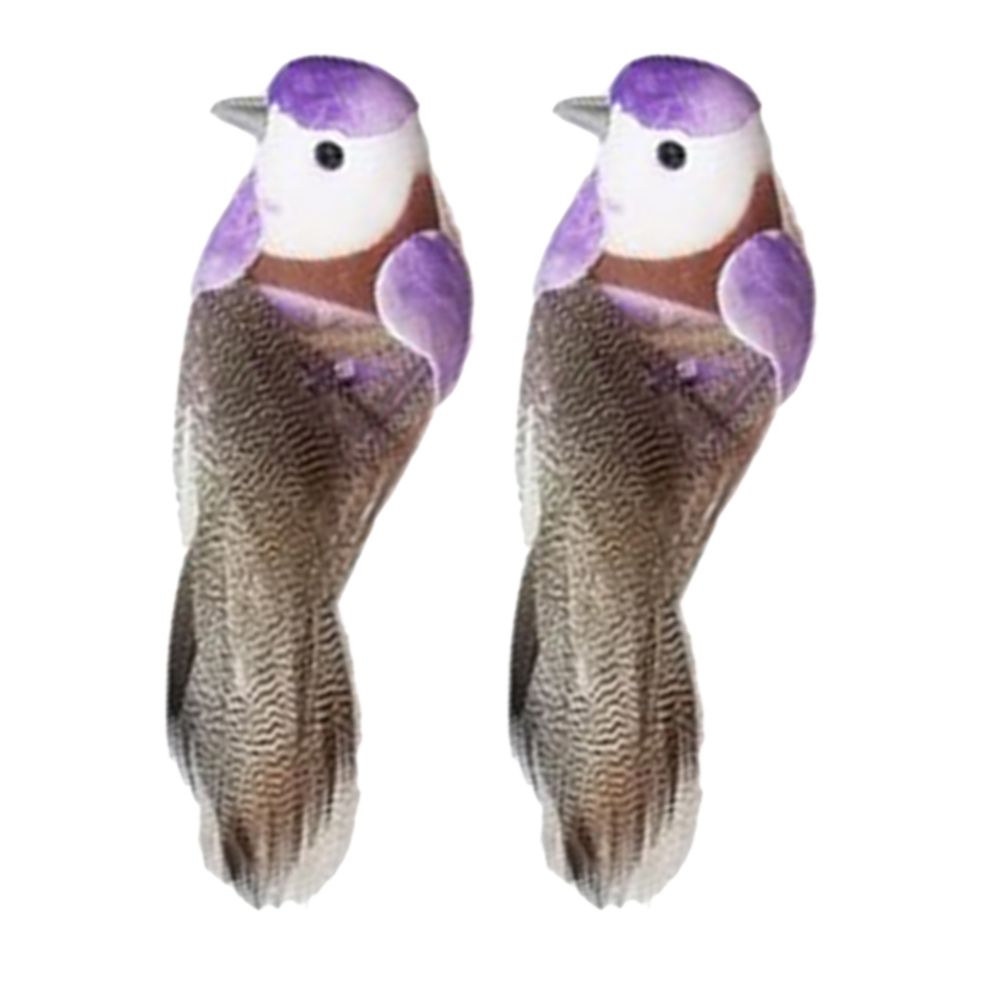 marque generique - 2pcs couleurs artificielle oiseaux en mousse à plumes de jardin décoration de la maison violet - Petite déco d'exterieur