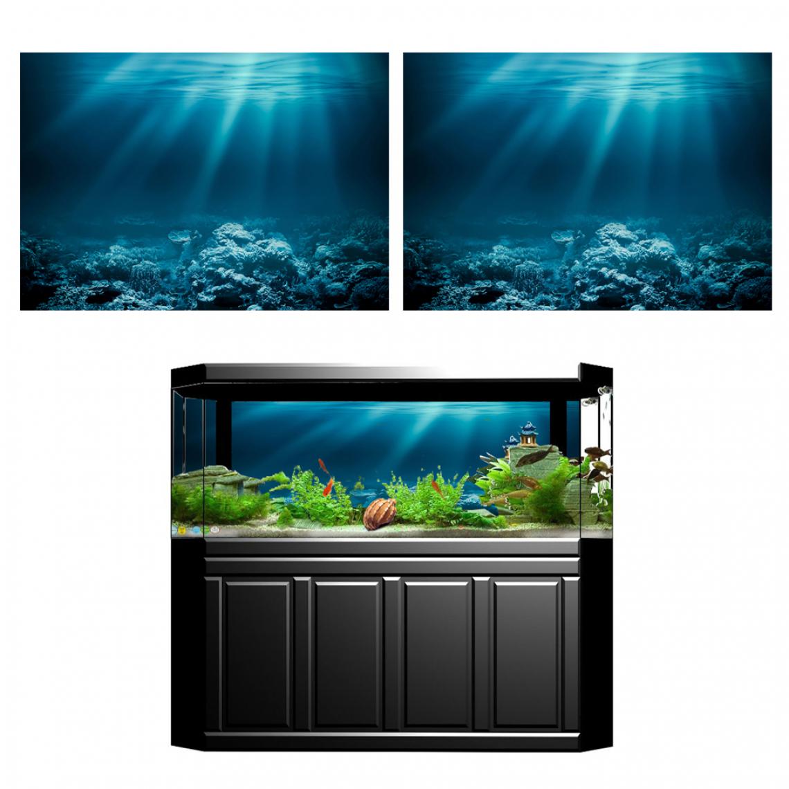 marque generique - Une Paire Aquarium Fond Fish Tank Toile De Fond Statique Accrocher Papier Peint Autocollant M - Décoration aquarium
