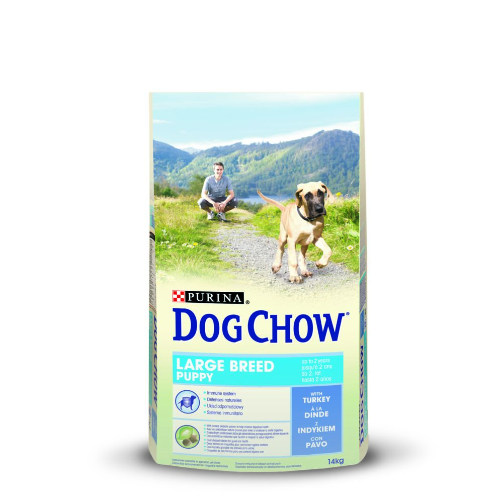 Dog Chow - DOG CHOW Croquettes - Avec de la dinde - Pour chiot de grande race - 14 kg - Croquettes pour chien