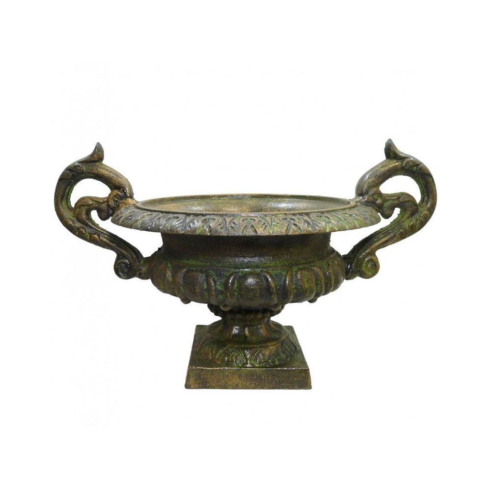 L'Héritier Du Temps - Vase Vasque Chambord Jardinière de Pilier Pot de Fleur en Fonte Vert Anglais 29x31x44cm - Poterie, bac à fleurs