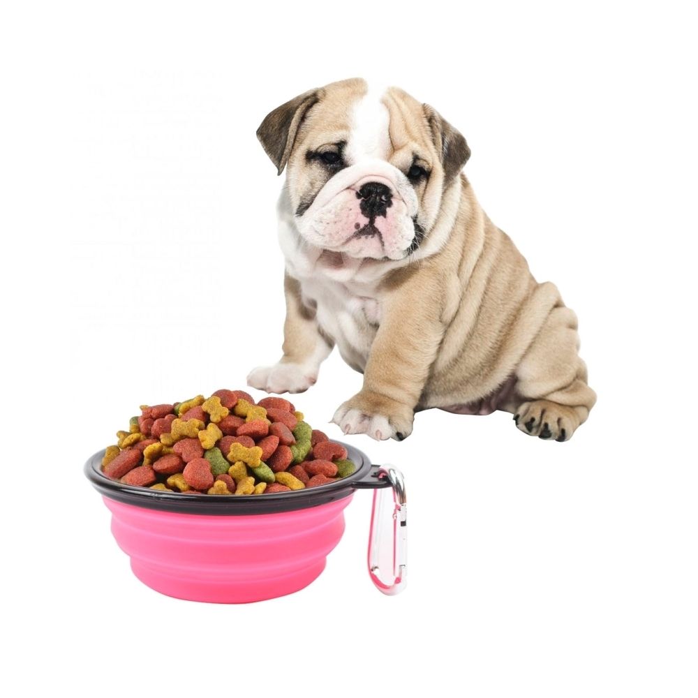 Wewoo - Gamelle rose Bol d'alimentation de pliage d'animal familier portatif de de porcelaine de silicone, couleur de livraison aléatoire, diamètre de cuvette: 13cm - Gamelle pour chien
