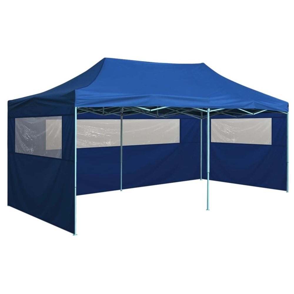 Vidaxl - vidaXL Tente de réception pliable avec 4 parois 3x6 m Acier Bleu - Pergolas et Tonnelles