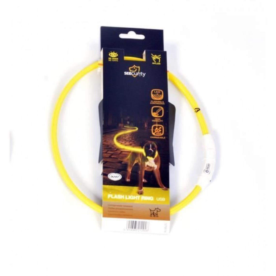 Sans Marque - DUVO Anneau Lumineux Seecurity Flash Light Ring USB Nylon - 35 cm - Jaune - Pour chien - Collier pour chien