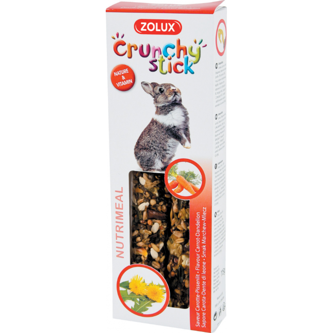 Zolux - Crunchy sticks pour lapins saveur carottes et pissenlit - Alimentation rongeur