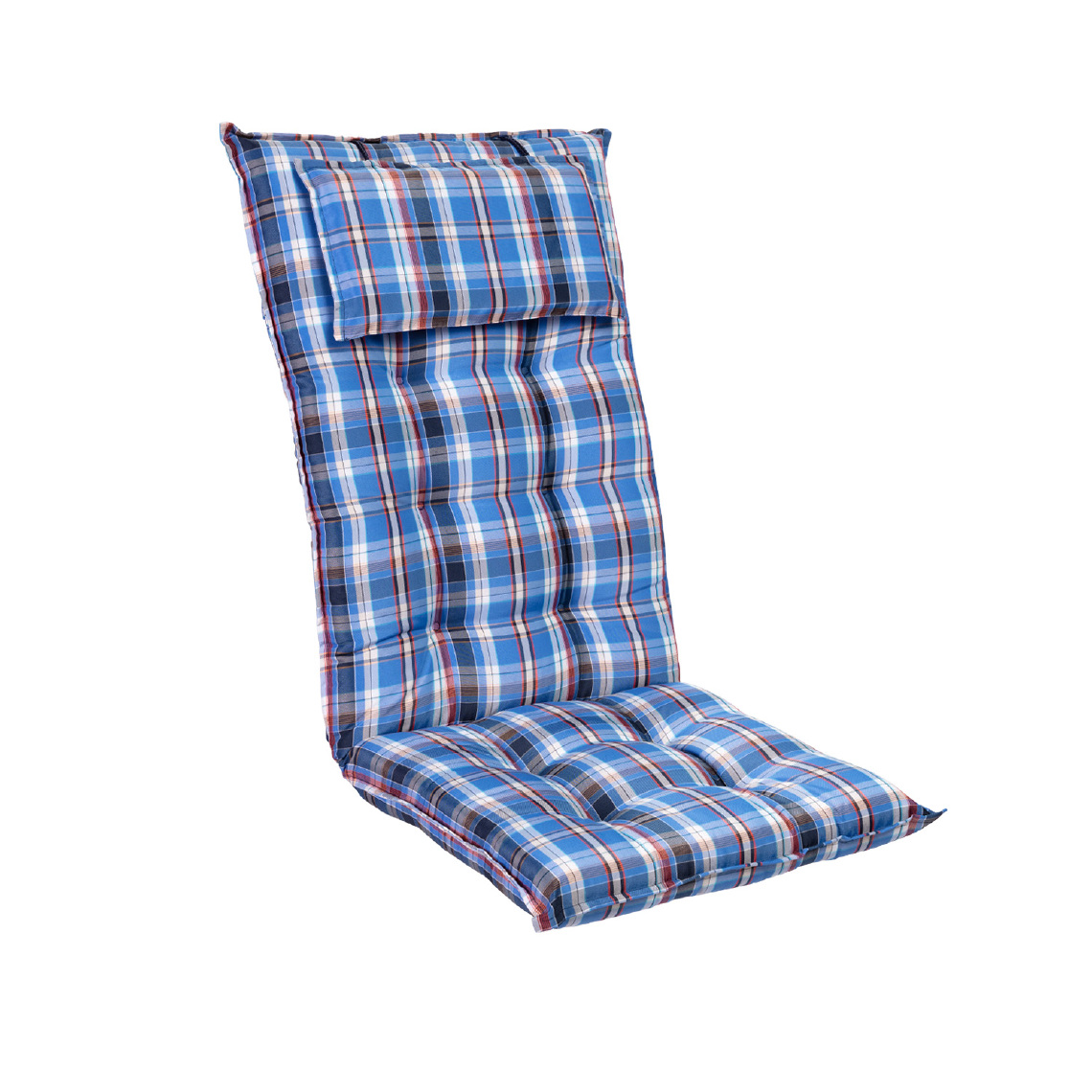 Blumfeldt - Coussin - Blumfeldt Sylt - Pour chaise de jardin à dossier haut avec appuie-tête - Polyester - 50x120x9cm - à l'unité - Bleu/Blanc - Coussins, galettes de jardin