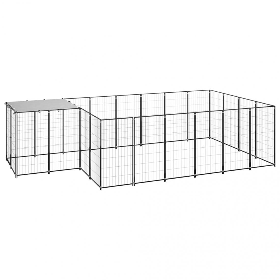 Helloshop26 - Chenil extérieur cage enclos parc animaux chien 8,47 m² 110 cm acier noir 02_0000558 - Clôture pour chien