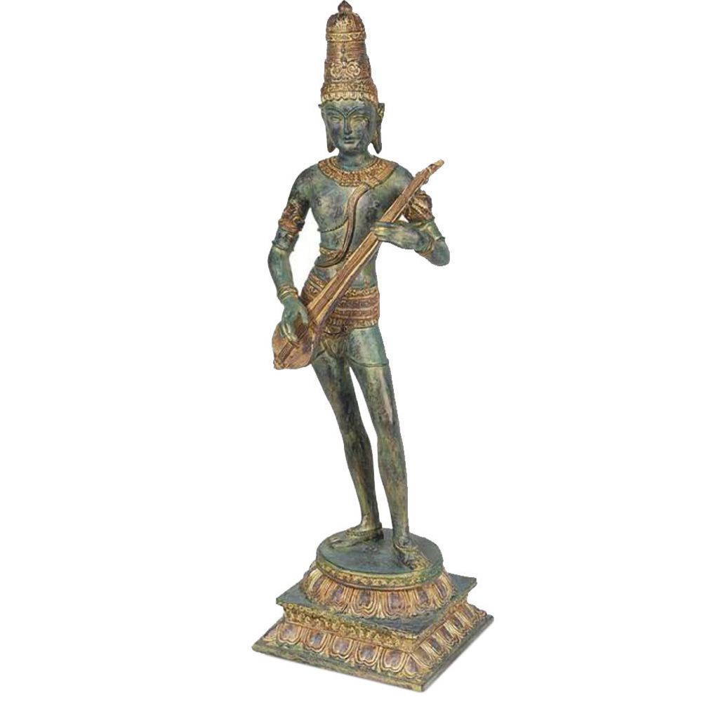 Signe - Statuette Shiva en polyrésine de couleur bronze vieilli - Petite déco d'exterieur