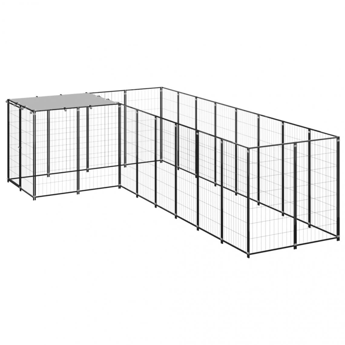 Helloshop26 - Chenil extérieur cage enclos parc animaux chien 6,05 m² 110 cm acier noir 02_0000548 - Clôture pour chien