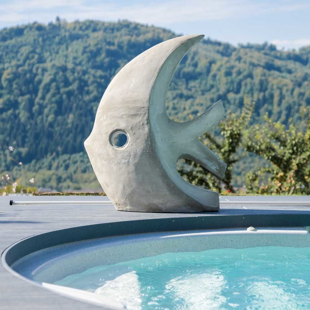 Wanda Collection - grande sculpture design poisson 100 cm gris - Petite déco d'exterieur