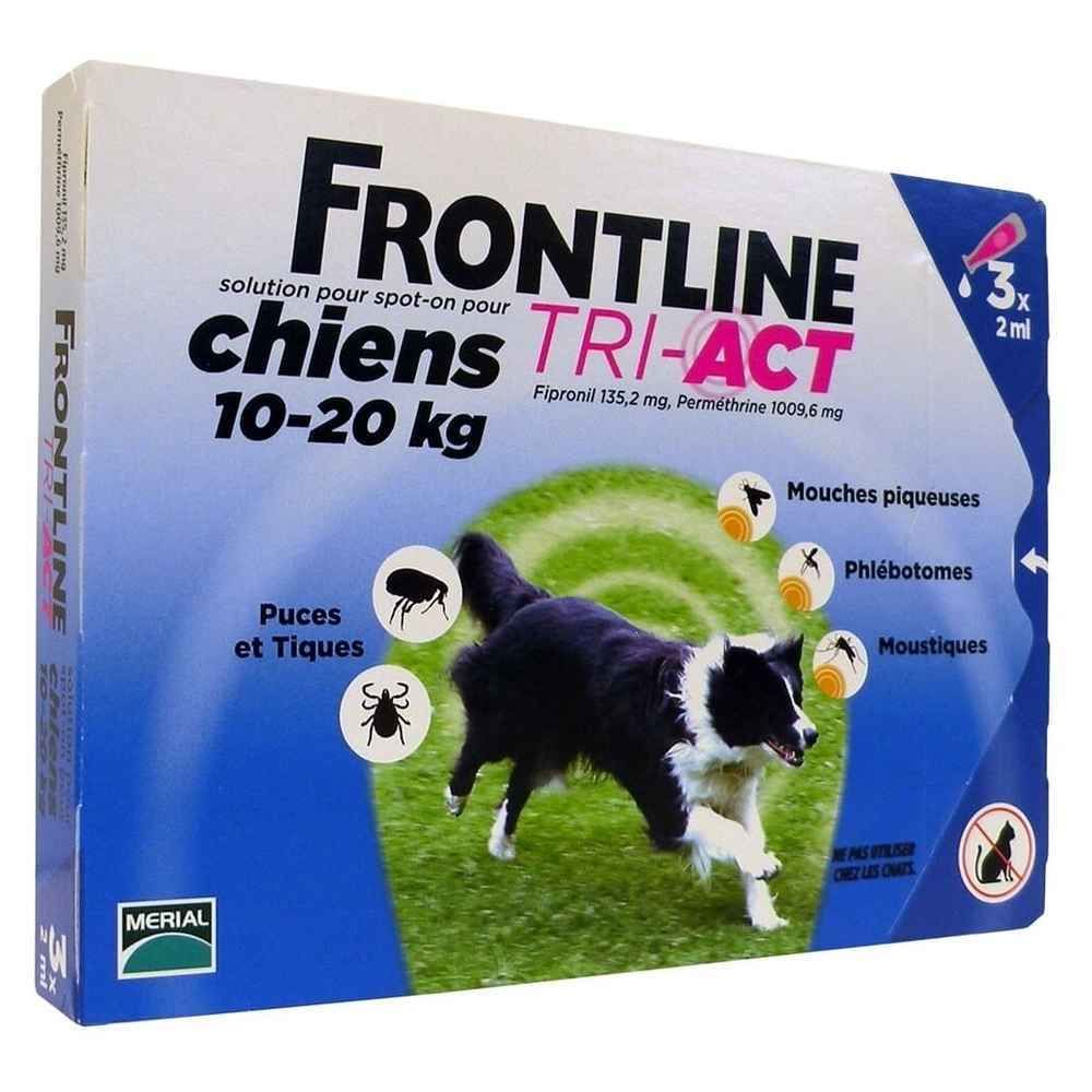 Frontline - FRONTLINE TRI-ACT 10-20kg - 3 pipettes - Anti-parasitaire pour chien