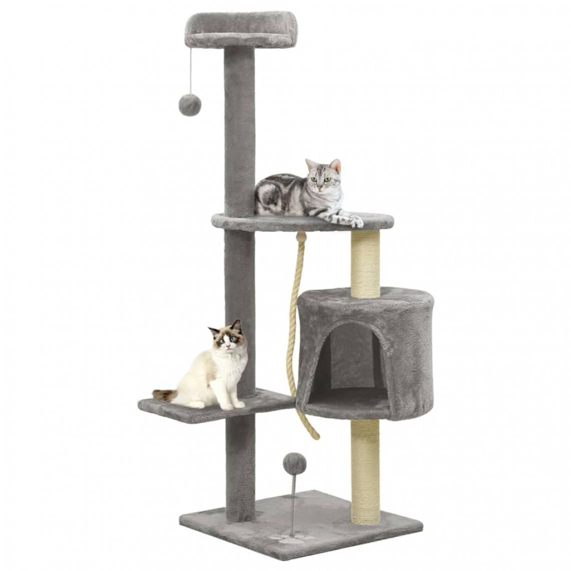 Vidaxl - vidaXL Arbre à chat avec griffoirs en sisal Gris 120 cm - Arbre à chat