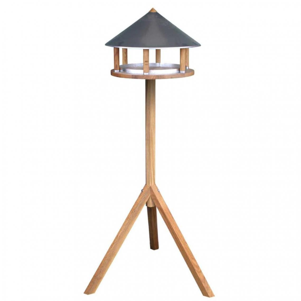 Decoshop26 - Mangeoire à oiseaux triangulaire toit en zinc et bois DEC022563 - Accessoires basse-cour