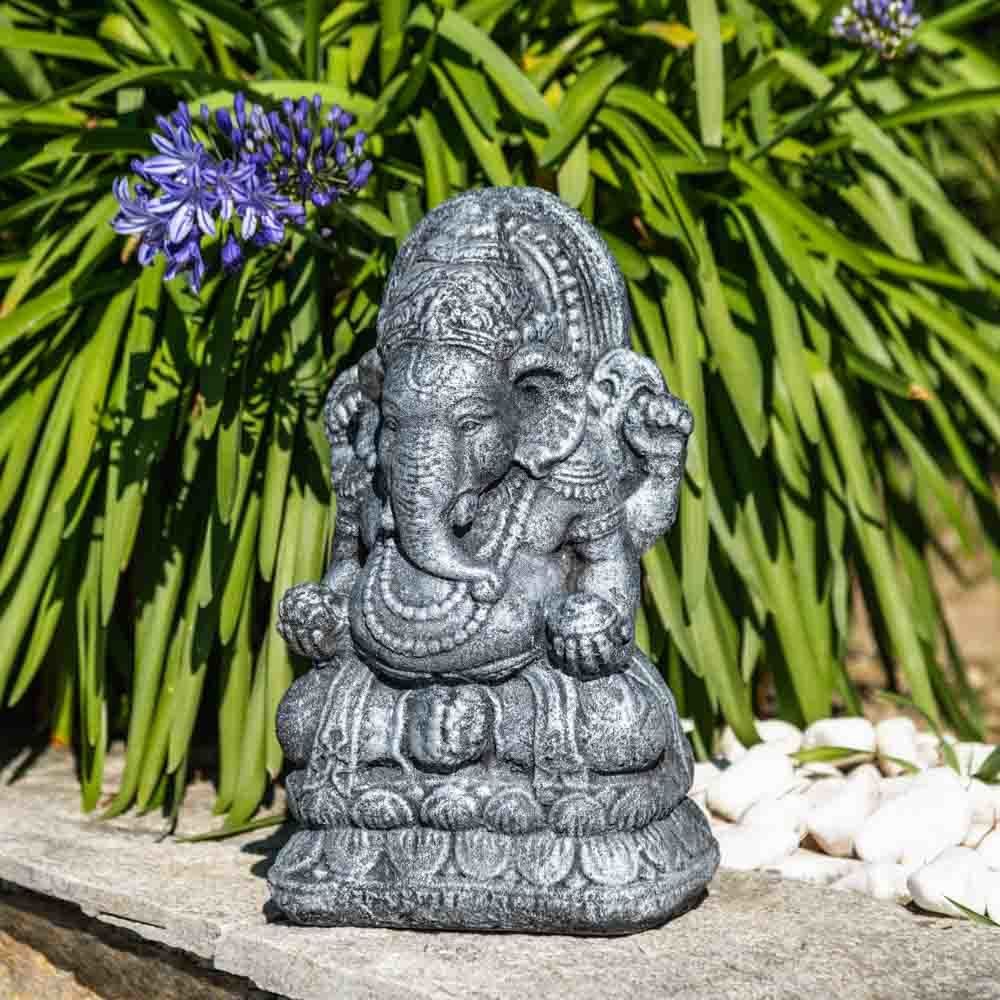 Wanda Collection - Statue Ganesh 40cm noir gris - Petite déco d'exterieur