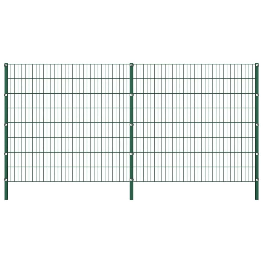 Vidaxl - vidaXL Panneau de clôture avec poteaux Fer 3,4 x 1,6 m Vert - Clôture en fer