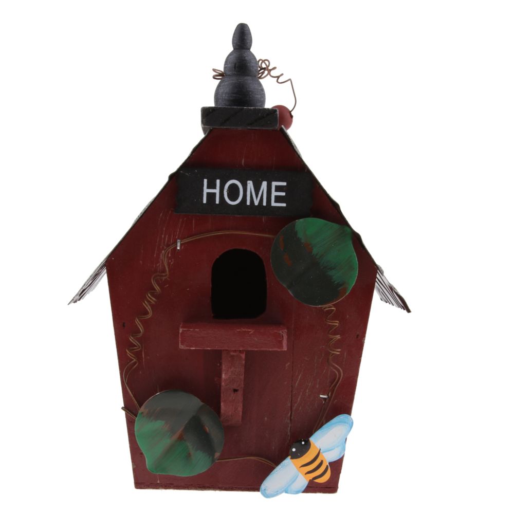 marque generique - Maisons de campagne en bois Bird House Hanging Birdhouse Condo Garden Decor A - Nichoir pour oiseaux du ciel