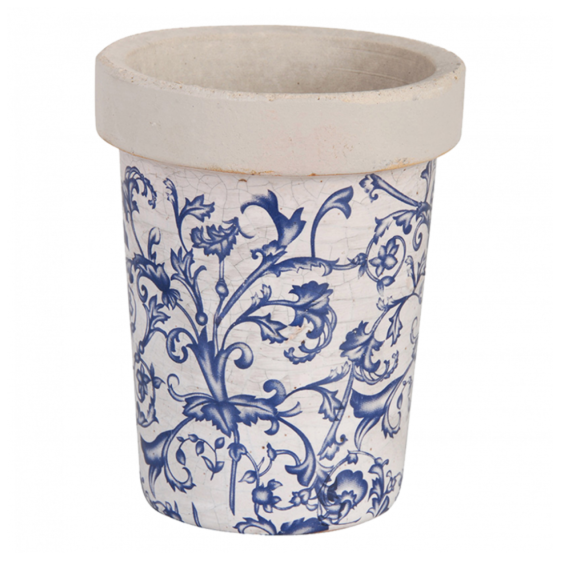 Ac-Deco - Pot de fleur en céramique - 1 L - Bleu et blanc - Poterie, bac à fleurs