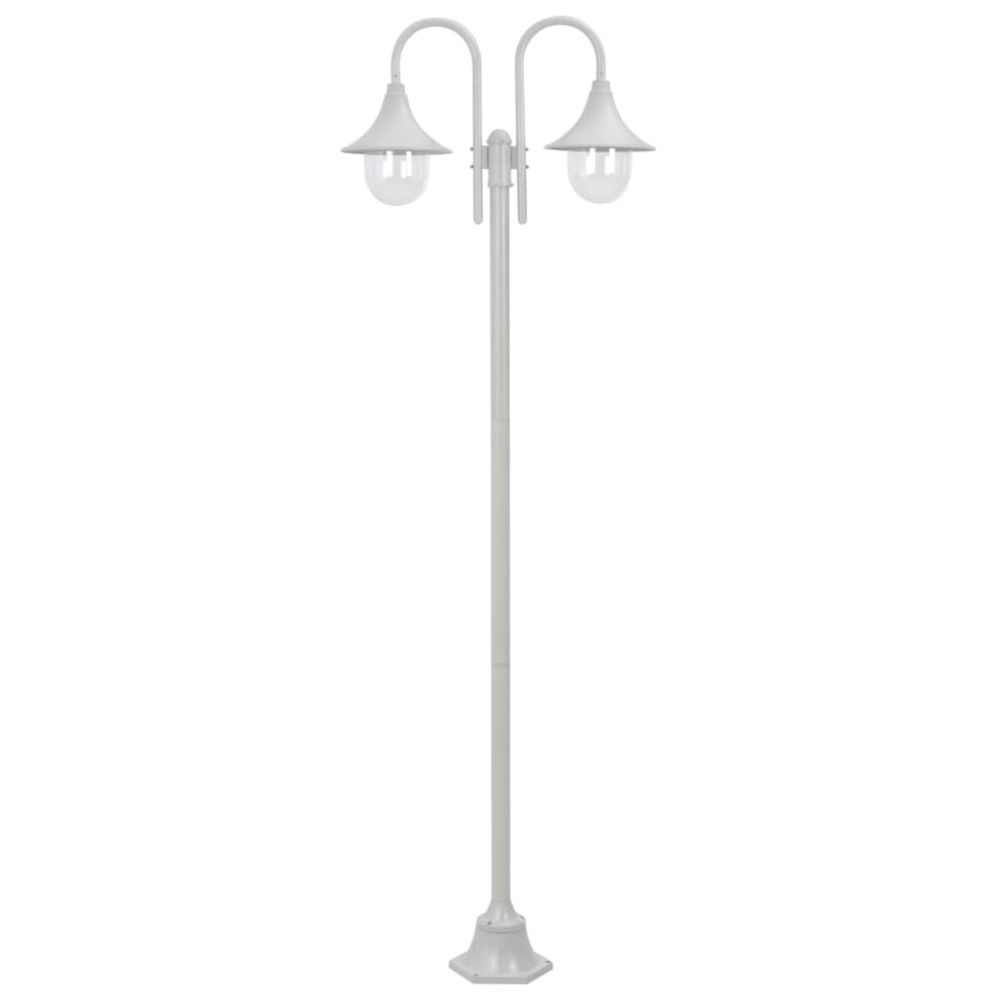 marque generique - Stylé Luminaires ligne Doha Lampadaire de jardin E27 220 cm Aluminium 2 lanternes Blanc - Lampadaire