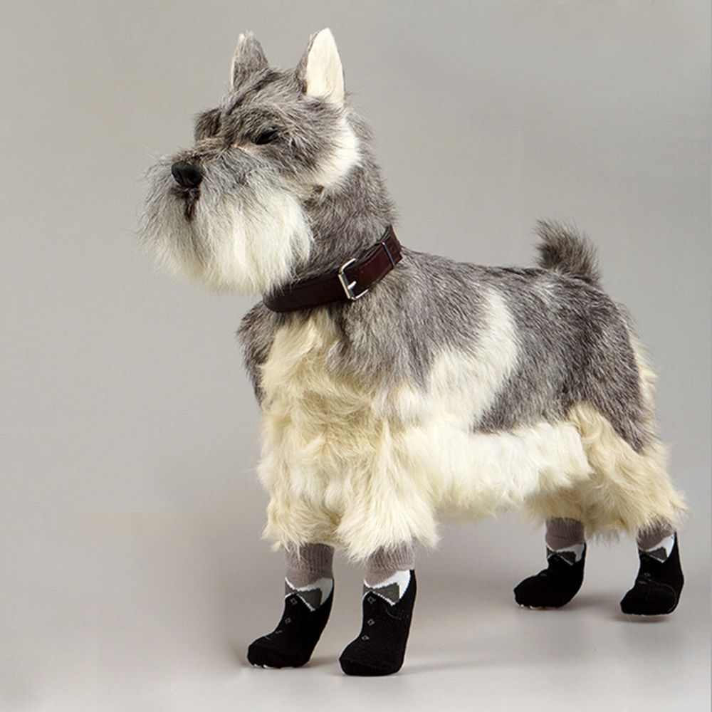 marque generique - Bowknot Noir Chien Pet Cat Chaussures Pantoufles Chaussettes Antidérapantes Avec Des Empreintes De Pattes Taille M - Vêtement pour chien