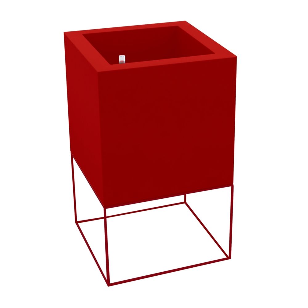 Vondom - Pot de fleurs VELA Cube - rouge - 60 x 60 x 100 cm - Système d'arrosage - Poterie, bac à fleurs